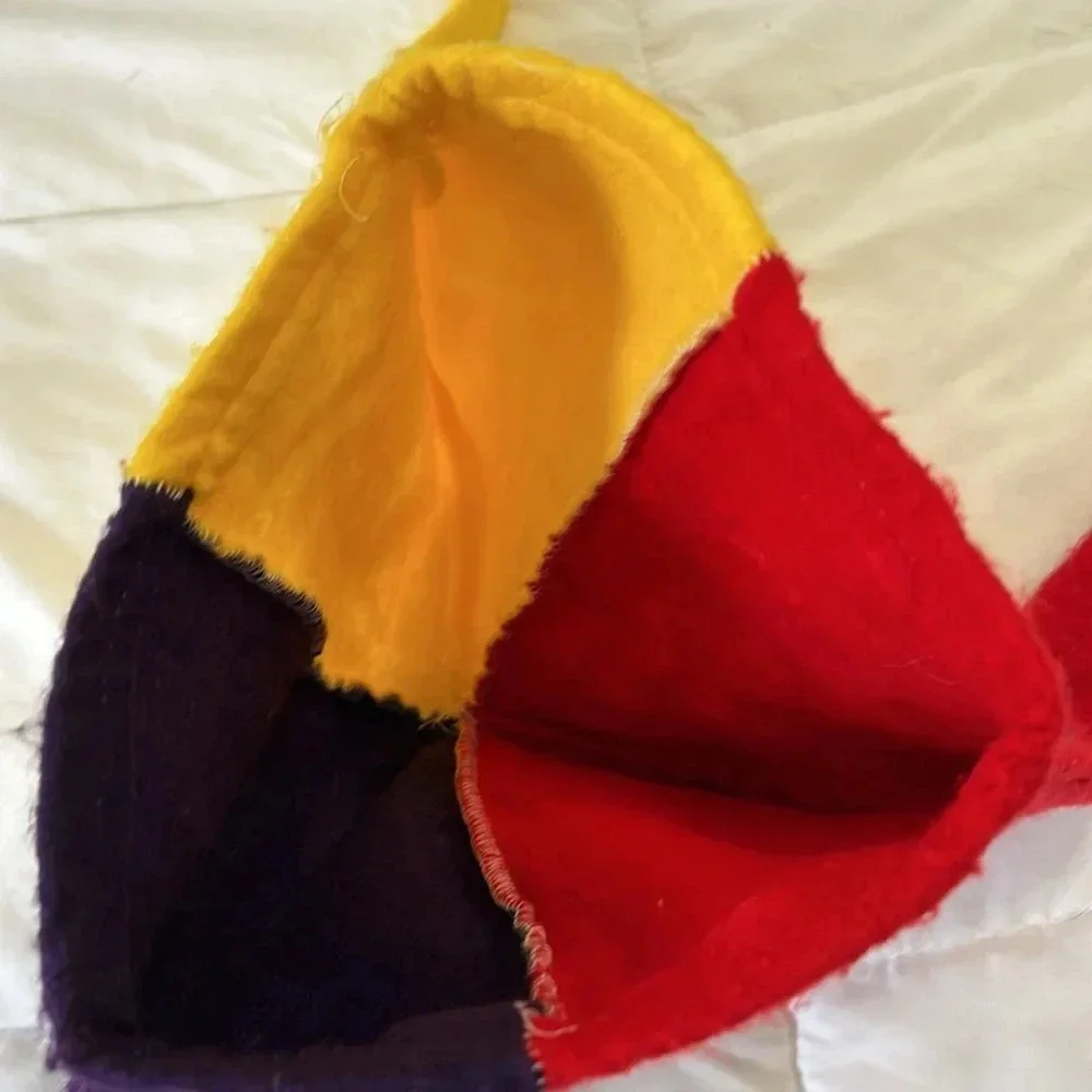 Court Jester Costume red and purple with hat one size it’s around a size 10-16